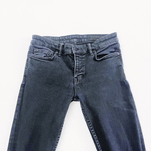 All Saints Distressed Skinny Black Faded Denim SZ26 - Picture 9 of 9